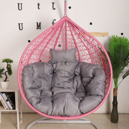 Hanging Egg Chair - Pink Basket & Grey Cushion