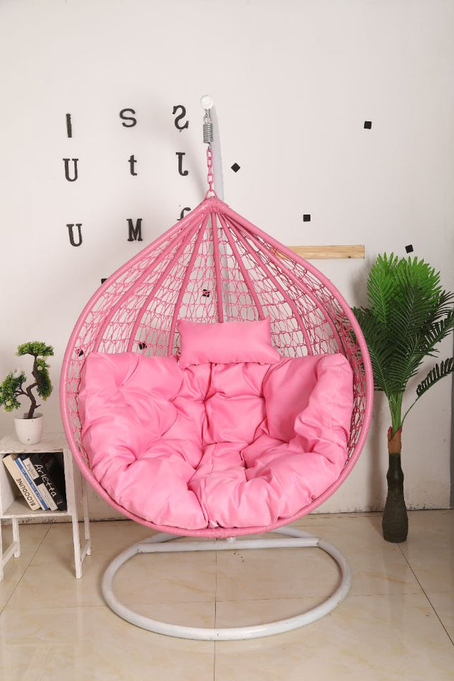 Hanging Egg Chair - Pink Basket & Pink Cushion
