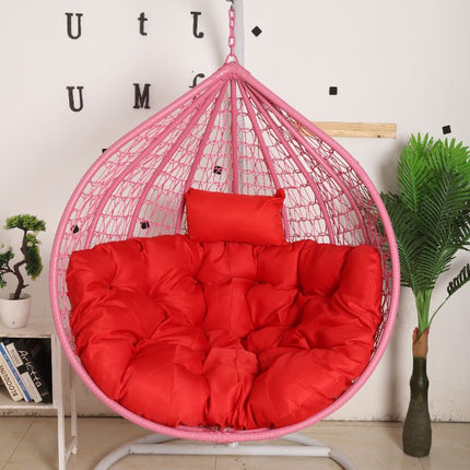 Hanging Egg Chair - Pink Basket & Red Cushion