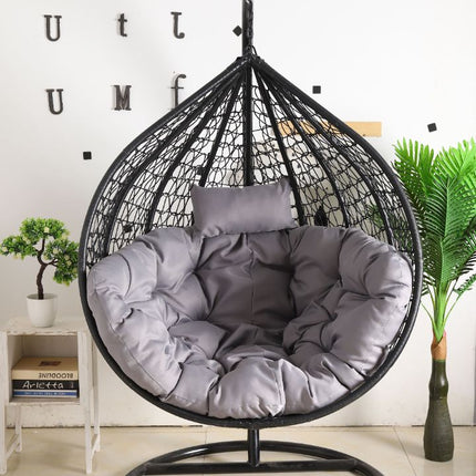 Egg Chair - Black Basket & Grey Cushion