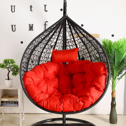 Egg Chair Hanging - Black Basket & Red Cushion