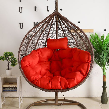 Egg Chair Hanging-  Brown Basket & Red Cushion