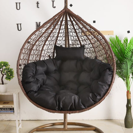 Hanging Egg Chair - Brown Basket & Black Cushion