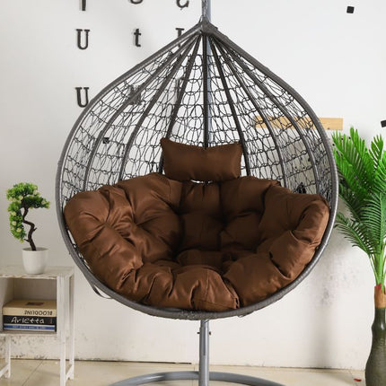 Egg Chair Hanging-  Grey Basket & Brown Cushion