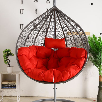 Egg Chair Hanging-  Grey Basket & Red Cushion