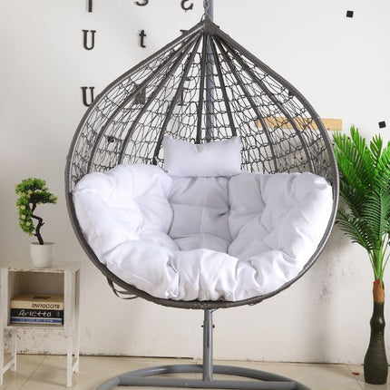 Egg Chair Hanging-  Grey Basket & White Cushion