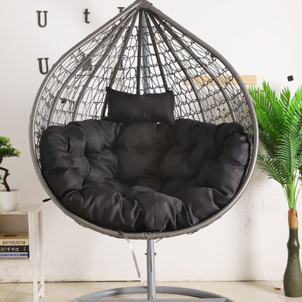 Egg Chair Hanging-  Grey Basket & Black Cushion