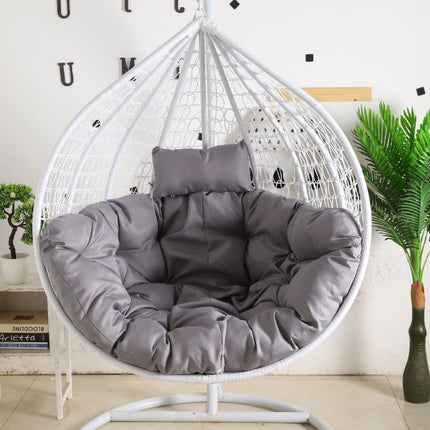 Egg Chair Single Seat - White Basket & Grey Cushion