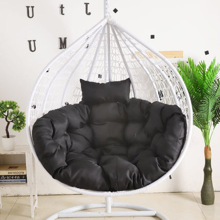 Egg Chair Hanging-  White Basket & Black Cushion