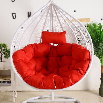 Single Egg Chair Hanging - White Basket & Red Cushion