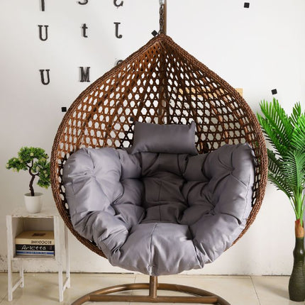 Hanging Egg Chair Luxora Model - Brown Basket & Grey Cushion