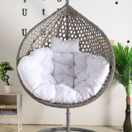 Hanging Egg Chair Luxora Model - Grey Basket & White Cushion