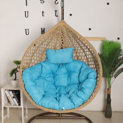 Hanging Egg Chair Luxora Model - Beige Basket & Blue Cushion