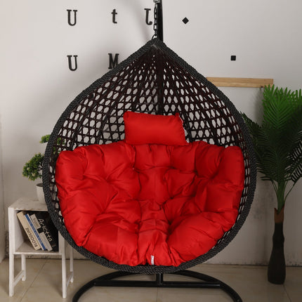 Hanging Egg Chair Luxora Model - Black Basket & Red Cushion