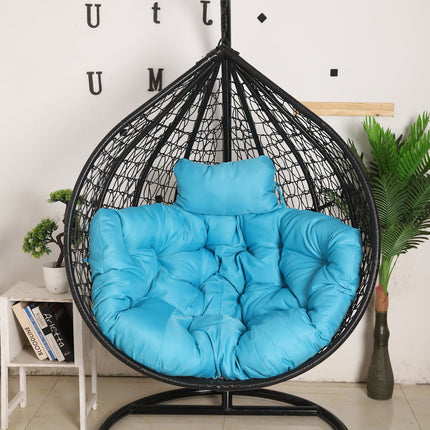 Hanging Egg Chair - Black Basket & Blue Cushion