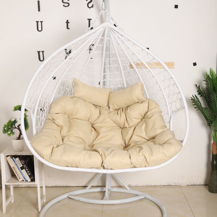 Hanging Egg Chair Double - White Basket & Beige Cushion
