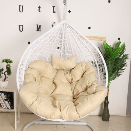 Hanging Egg Chair - White Basket & Beige Cushion