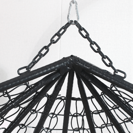Hanging Egg Chair Double -  Black Basket & Red Cushion