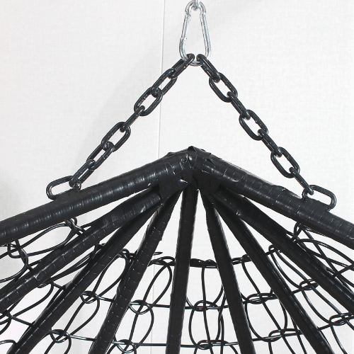 Hanging Egg Chair Double -  Black Basket & White Cushion