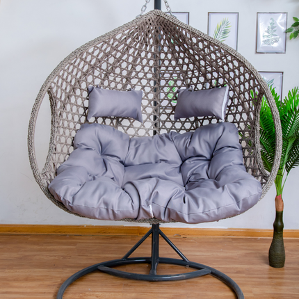 Double Hanging Egg Chair Luxora Model - Gray Basket & Grey Cushion