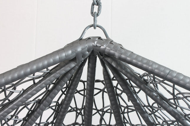 Egg Chair Hanging-  Grey Basket & Red Cushion