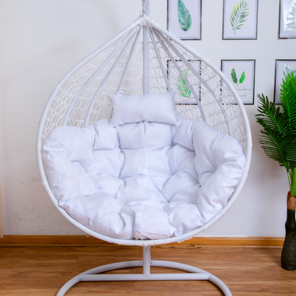 Hanging Egg Chair - White Basket & White Cushion