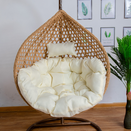 Hanging Egg Chair Luxora Model - Beige Basket & Beige Cushion